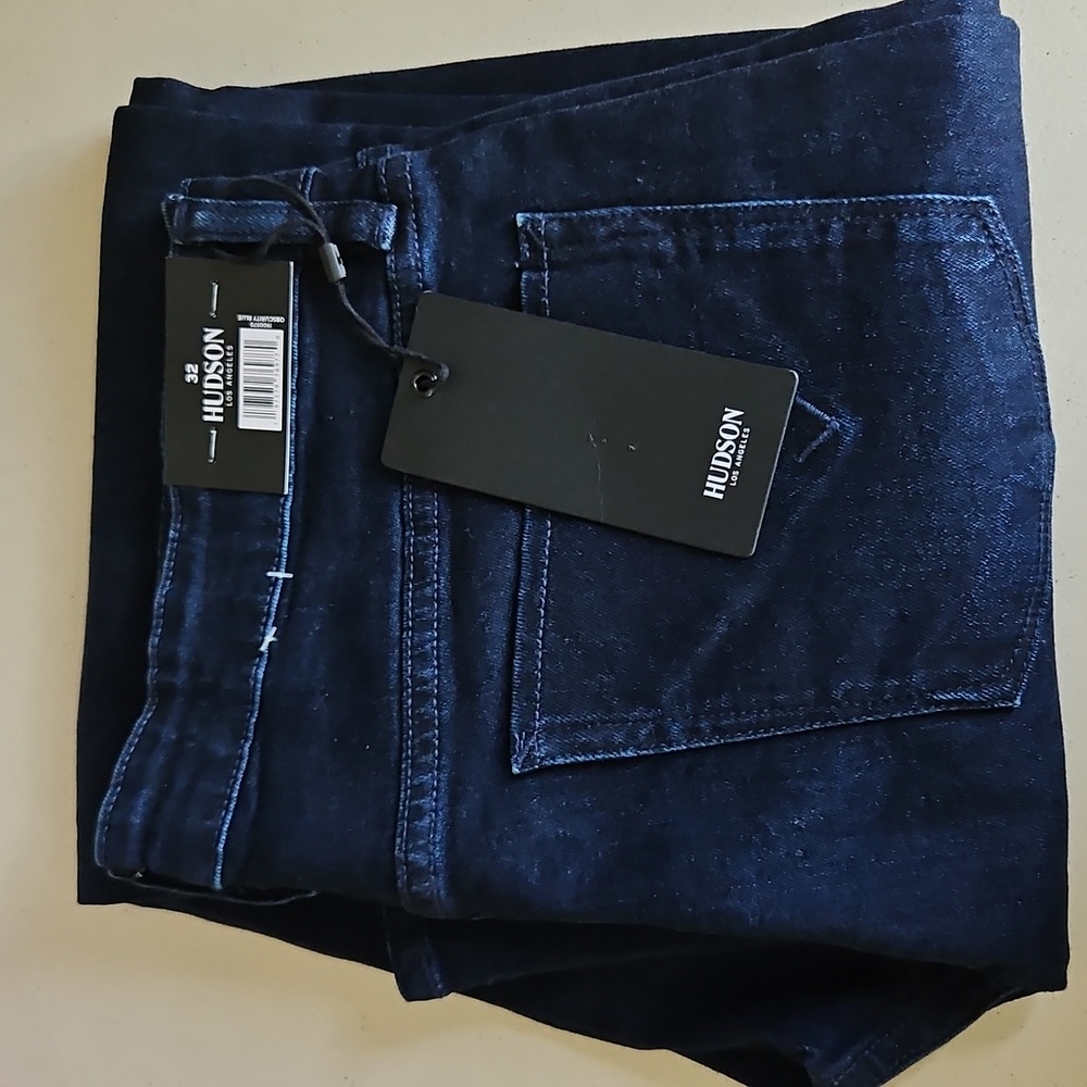 NEW! Hudson Dark Blue Wash Straight Leg Mid Rise Jeans - Picture 10 of 14